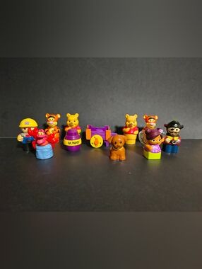 Mega Bloks Lot Disney Winnie the Pooh Tigger Honey Pot Purple Cart & More 11 pcs
